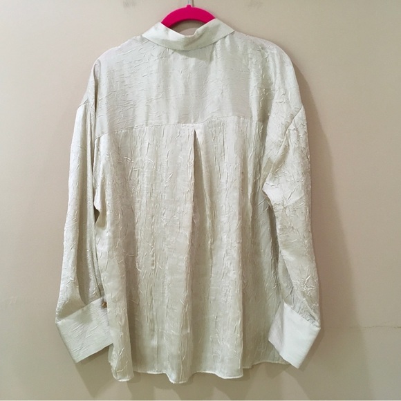 Zara shirt top button up long sleeve women m Wrinkled Look - Picture 8 of 9